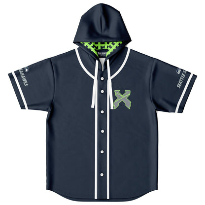 Sea x custom Hooded Baseball Jersey