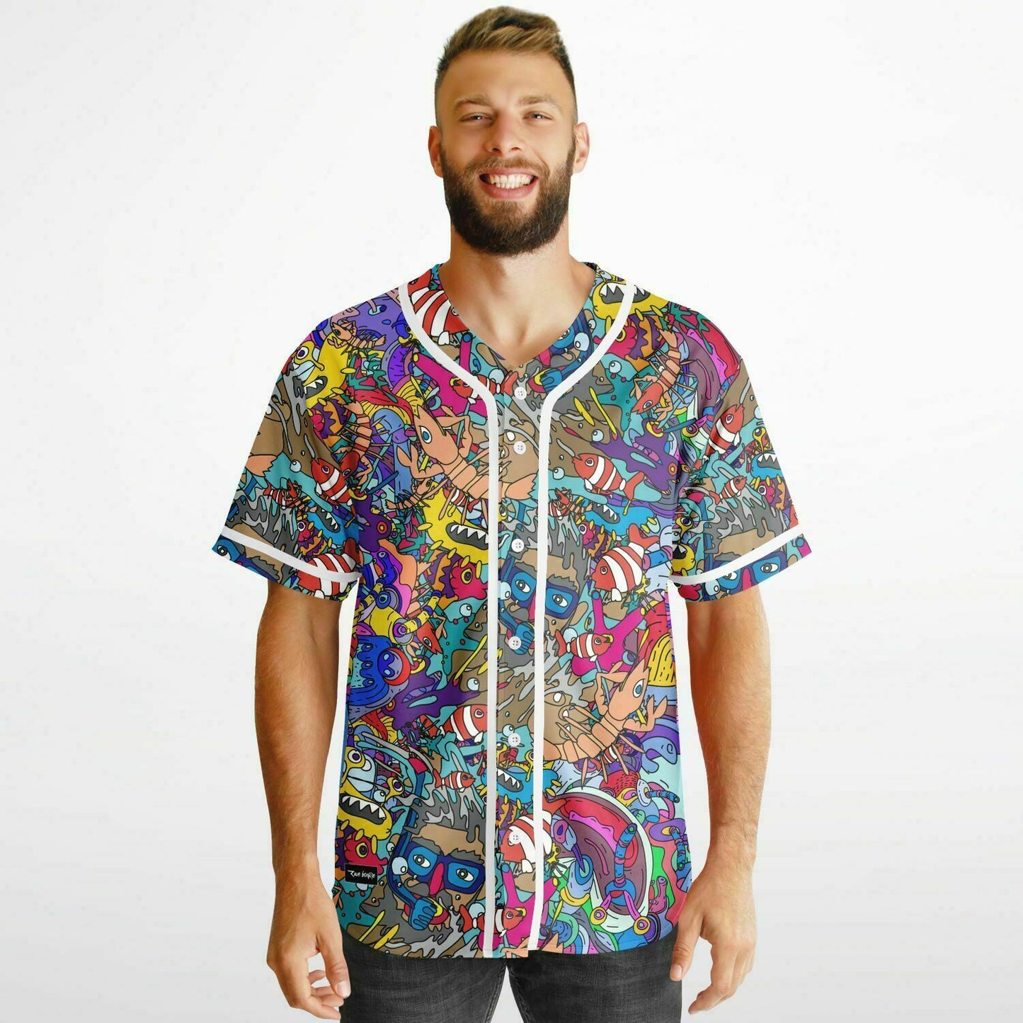Trippy doddle pattern 01 Reversible Baseball Jersey