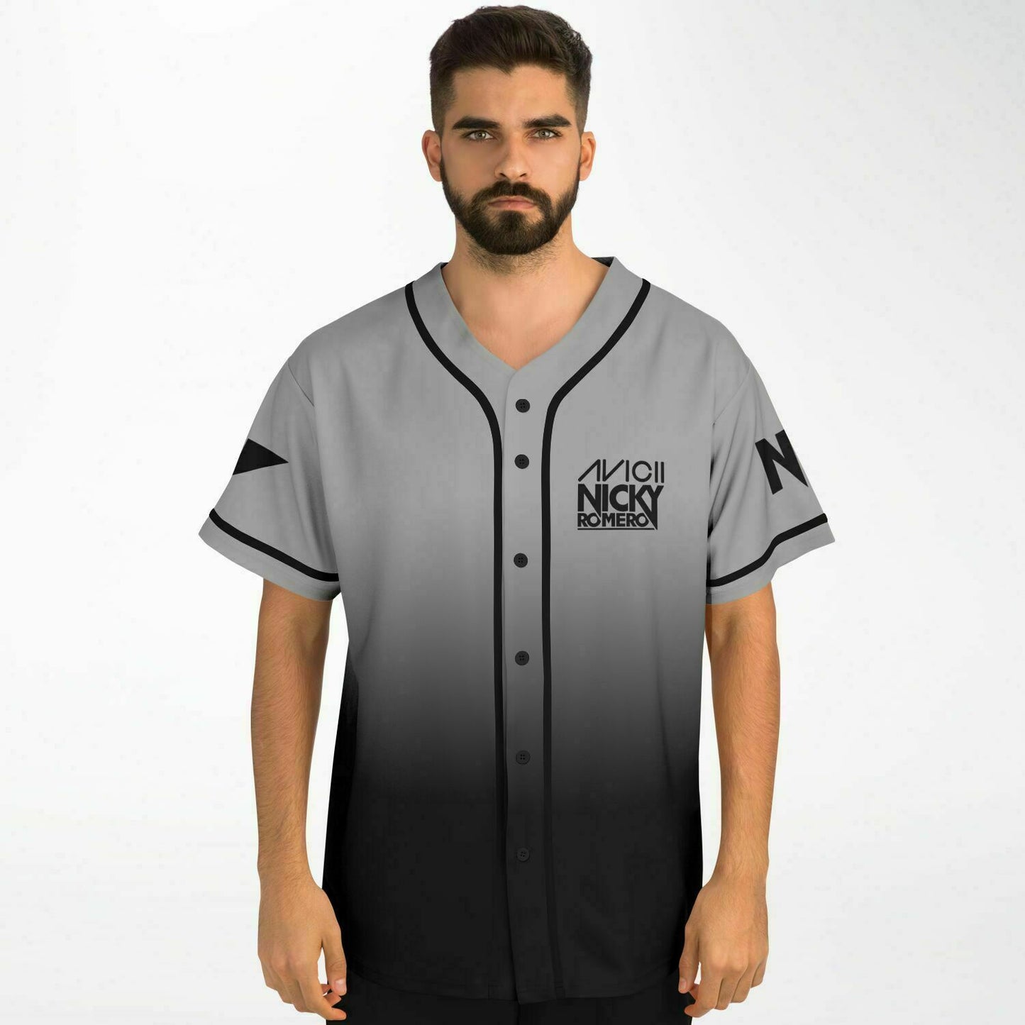 Edwin F Baseball Jersey (Gray and black)
