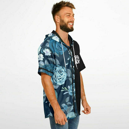 Blue seven lions Hooded Baseball Jersey