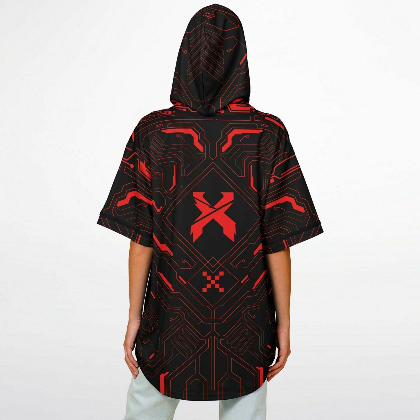 Red Hud Hooded Baseball Jersey