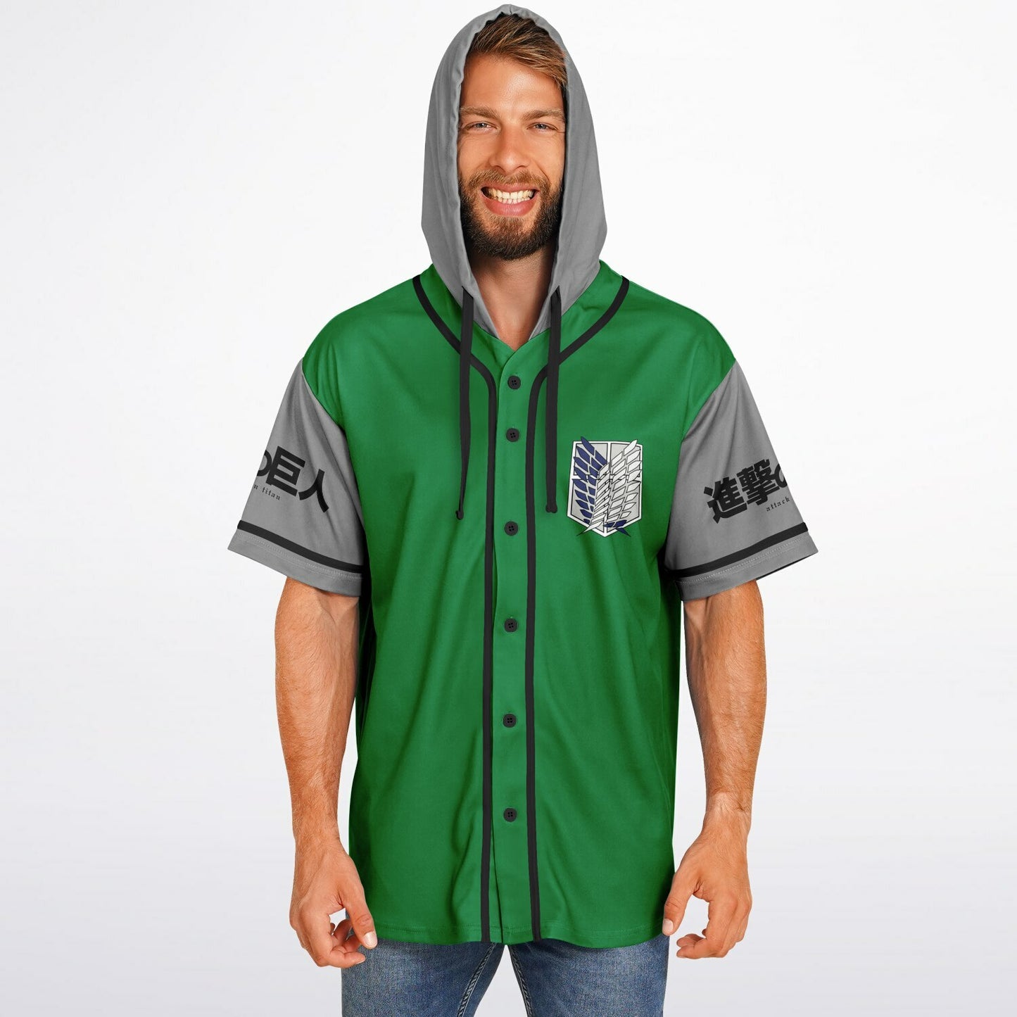 Attack on custom Hooded Baseball Jersey