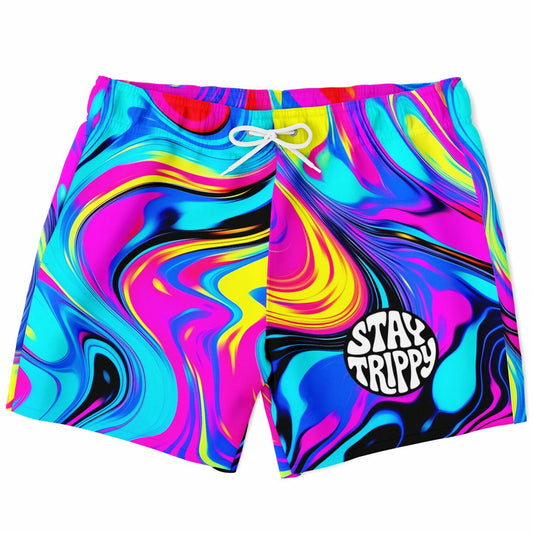 Stay Trippy rave Swim Trunks