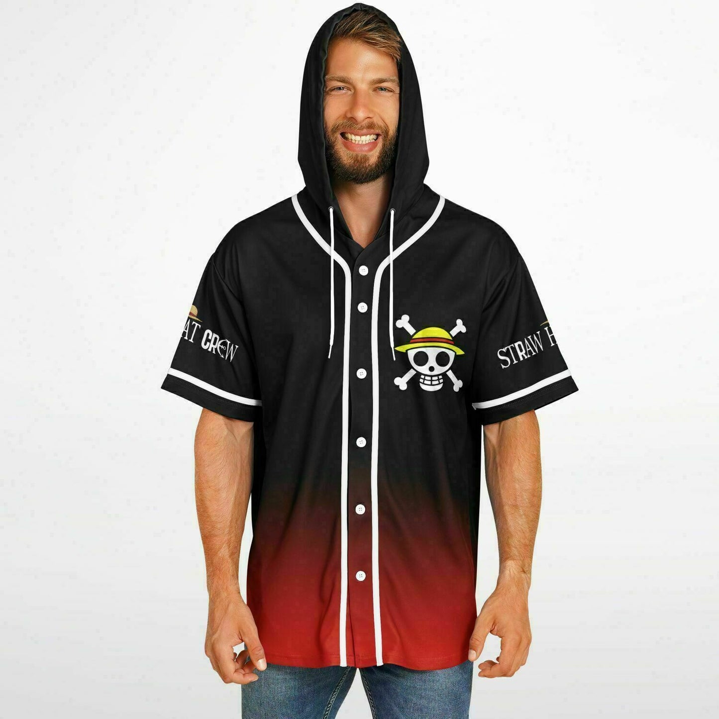 Straw hat crew Hooded Baseball Jersey