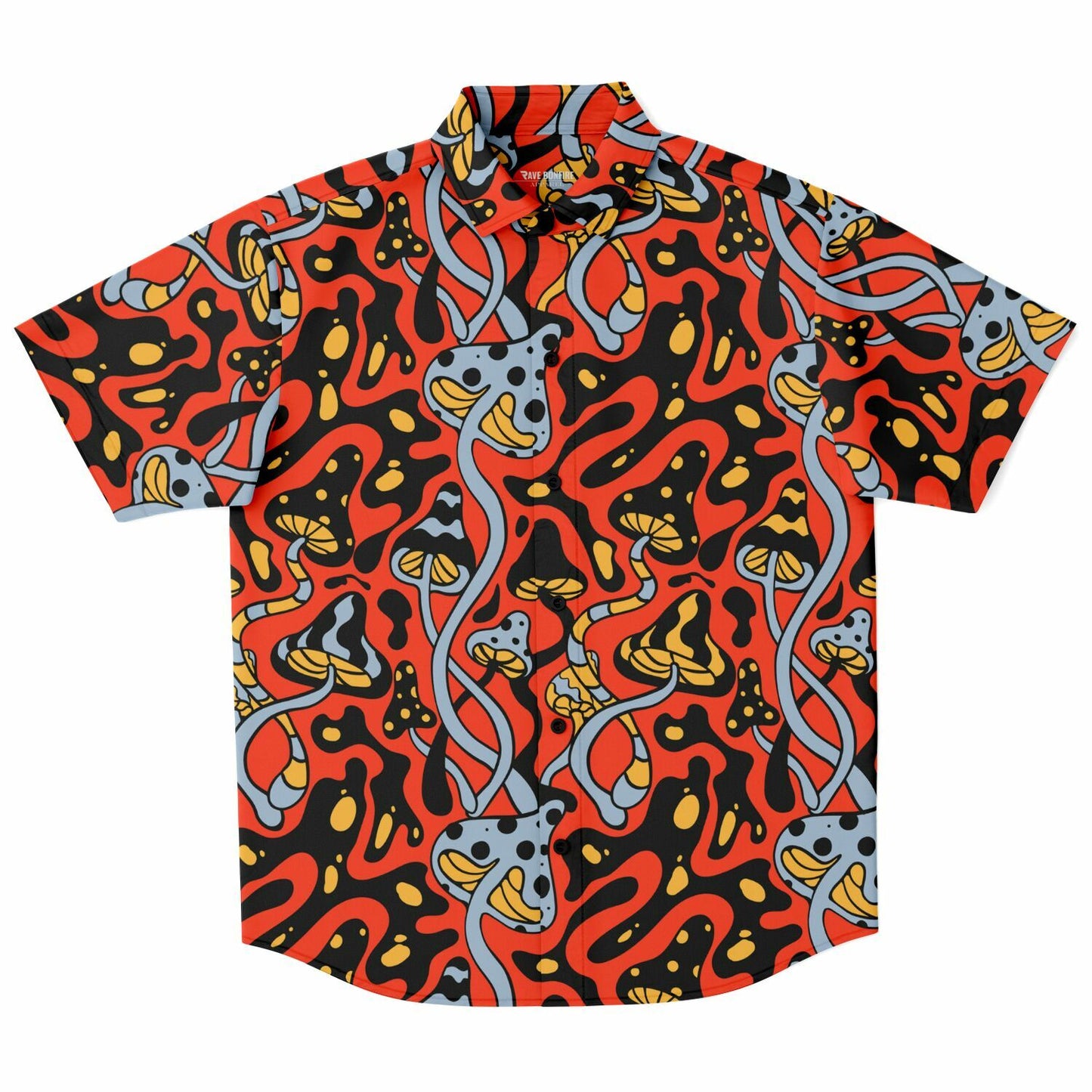 Colorful  shrooms Short Sleeve Button Down Shirt