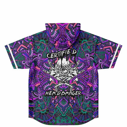 Certified Headbanger Hooded Baseball Jersey