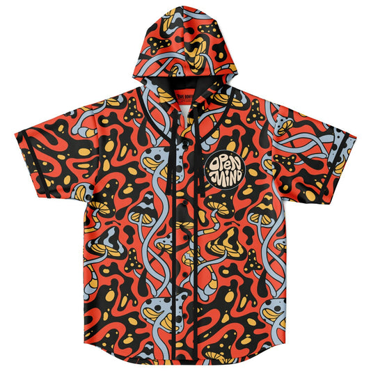 with open mind Hooded Baseball Jersey