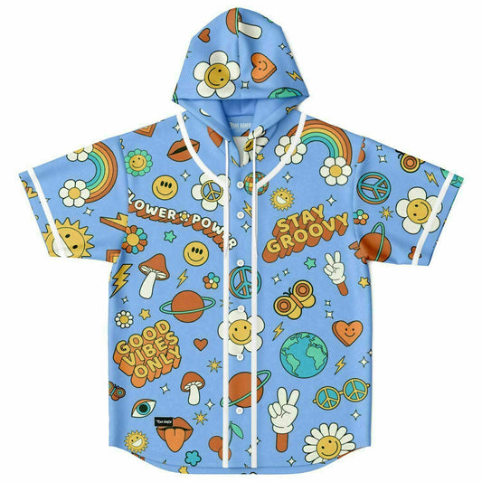 Stay Groovy Hooded Baseball Jersey