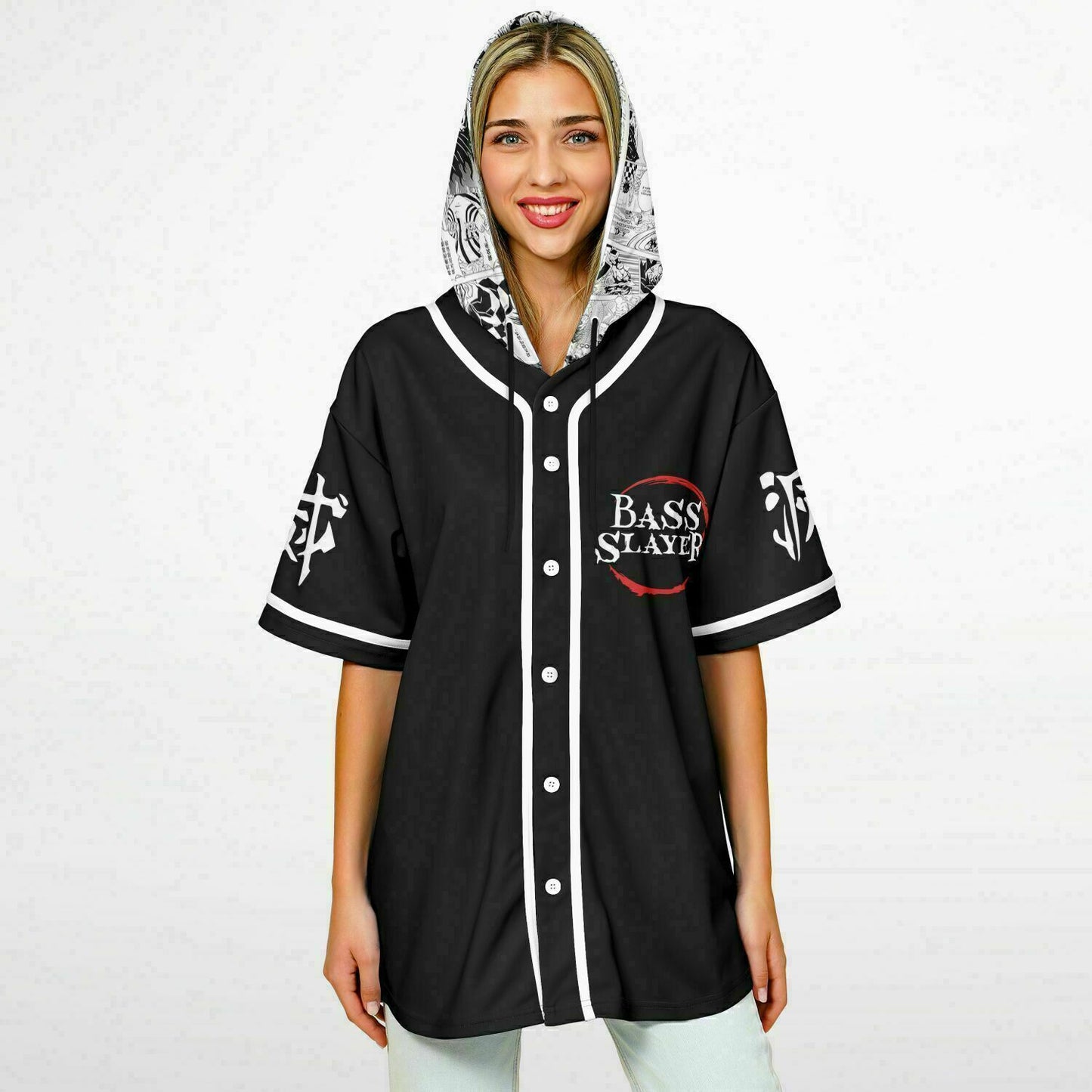 Bass slayer Hooded Baseball Jersey