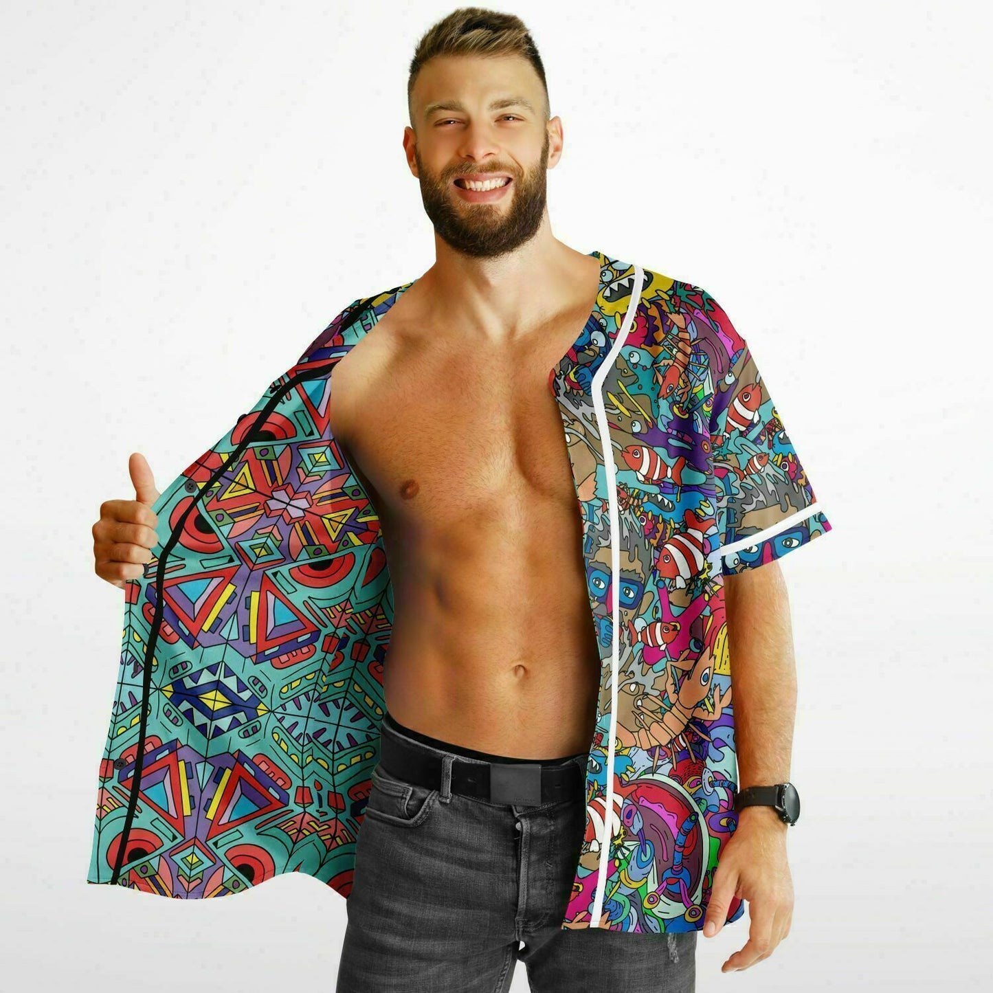Trippy doddle pattern 01 Reversible Baseball Jersey