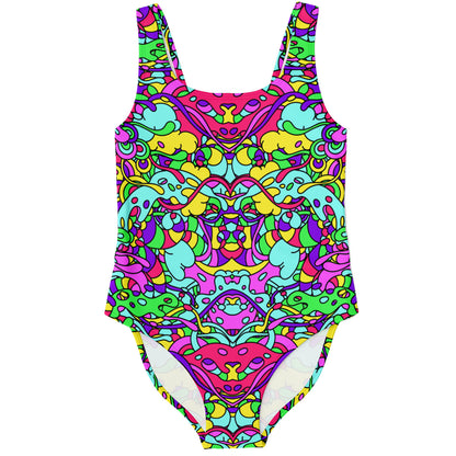 Colorful trippy doddle rave bodysuit