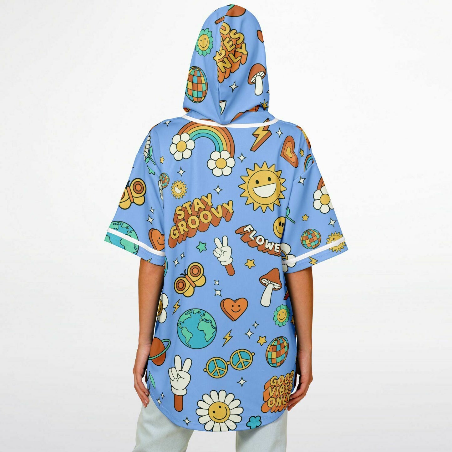 Stay Groovy Hooded Baseball Jersey