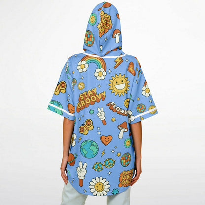 Stay Groovy Hooded Baseball Jersey