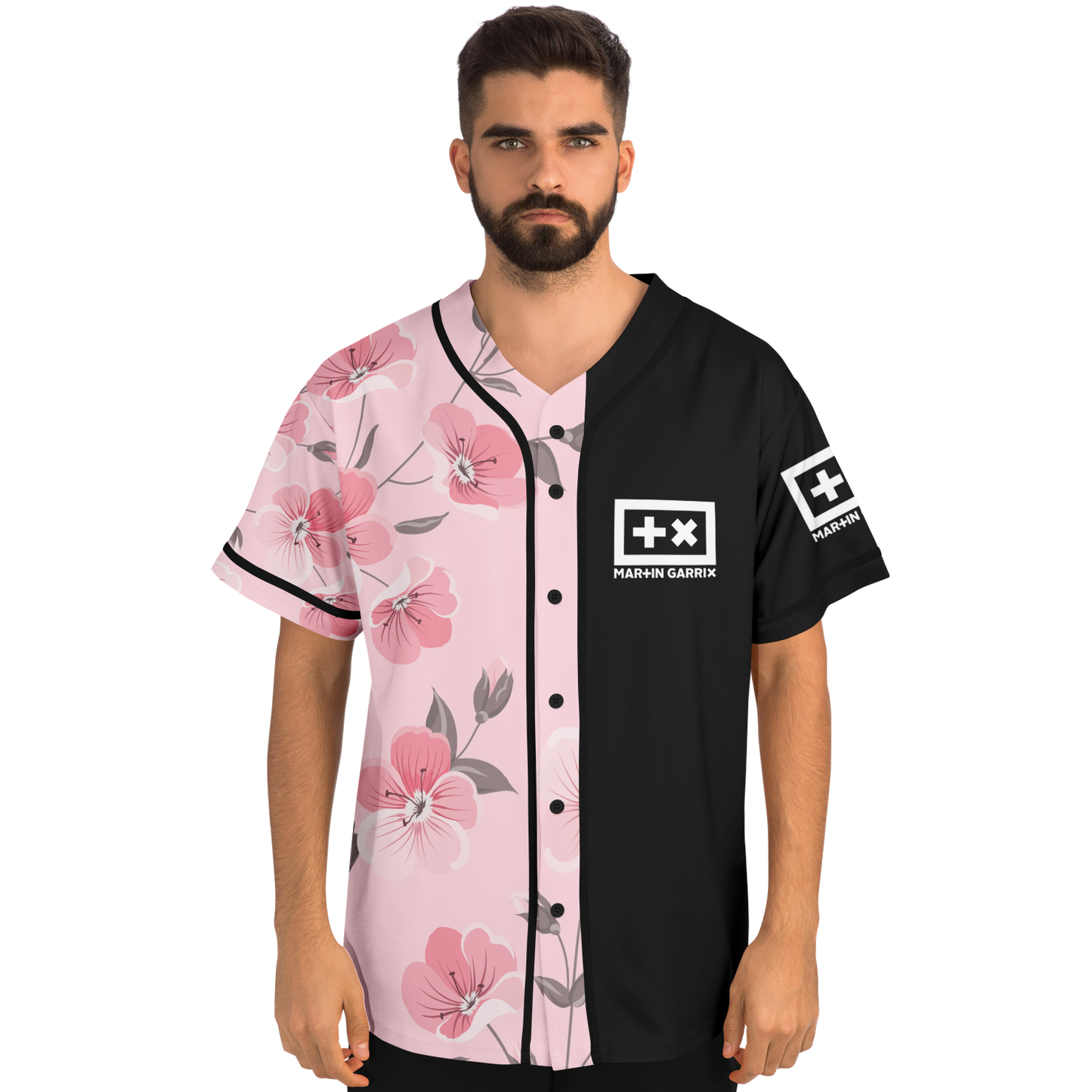 Martin garrix pink flowers baseball jersey Smiley  (new)
