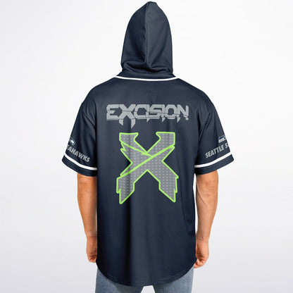 Sea x custom Hooded Baseball Jersey
