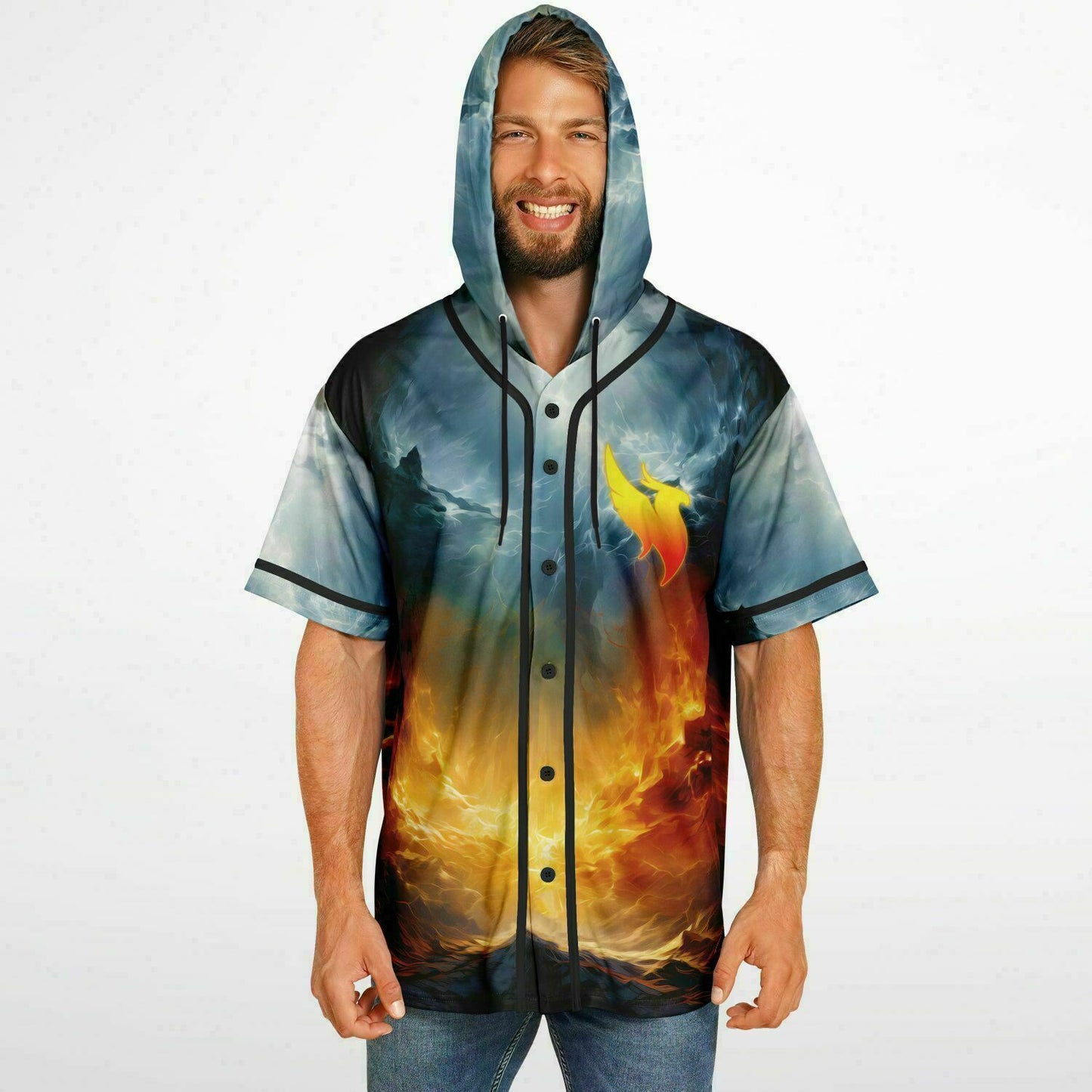 Illenium ice and fire Hooded Baseball Jersey