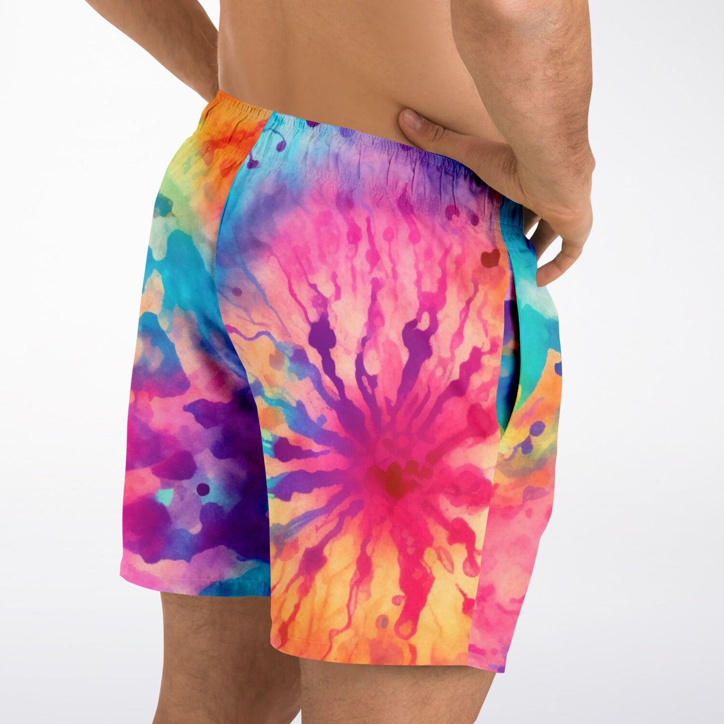 Colorful Tie dye splatter Swim Trunks