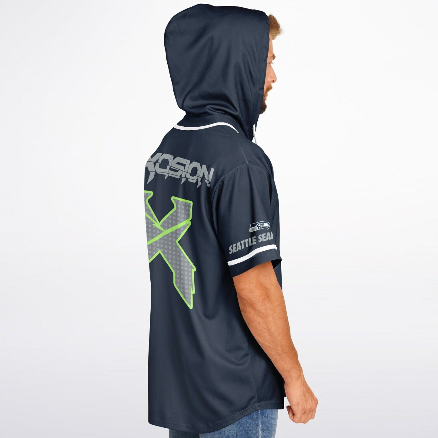 Sea x custom Hooded Baseball Jersey