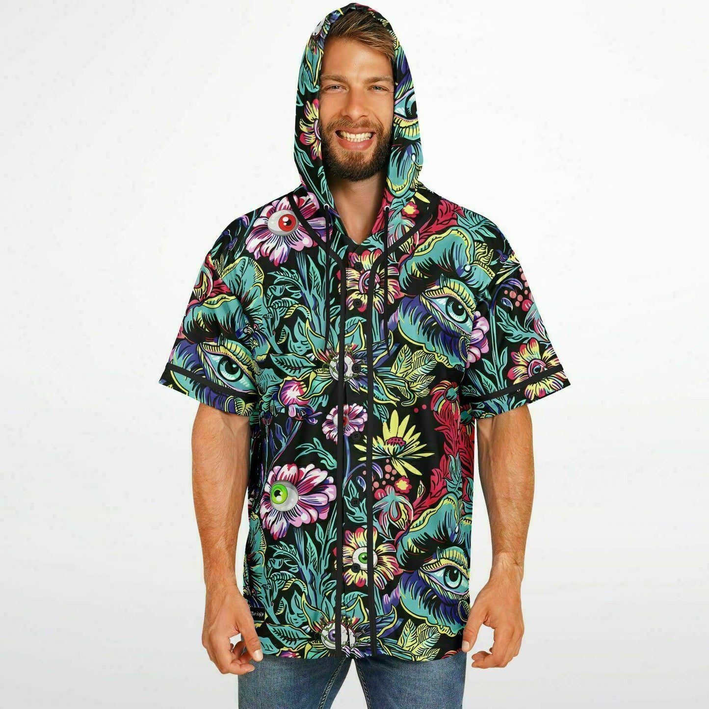 Stay Trippy Hooded Baseball Jersey