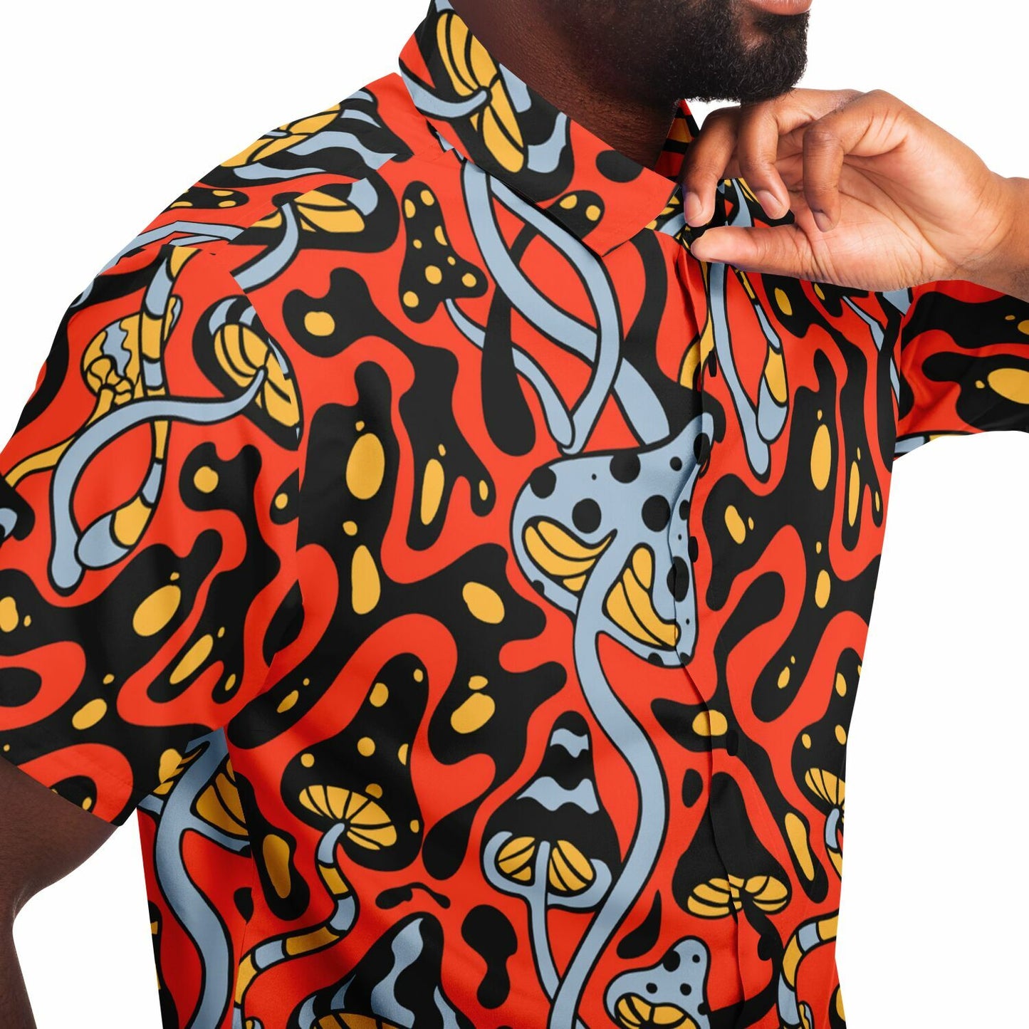 Colorful  shrooms Short Sleeve Button Down Shirt