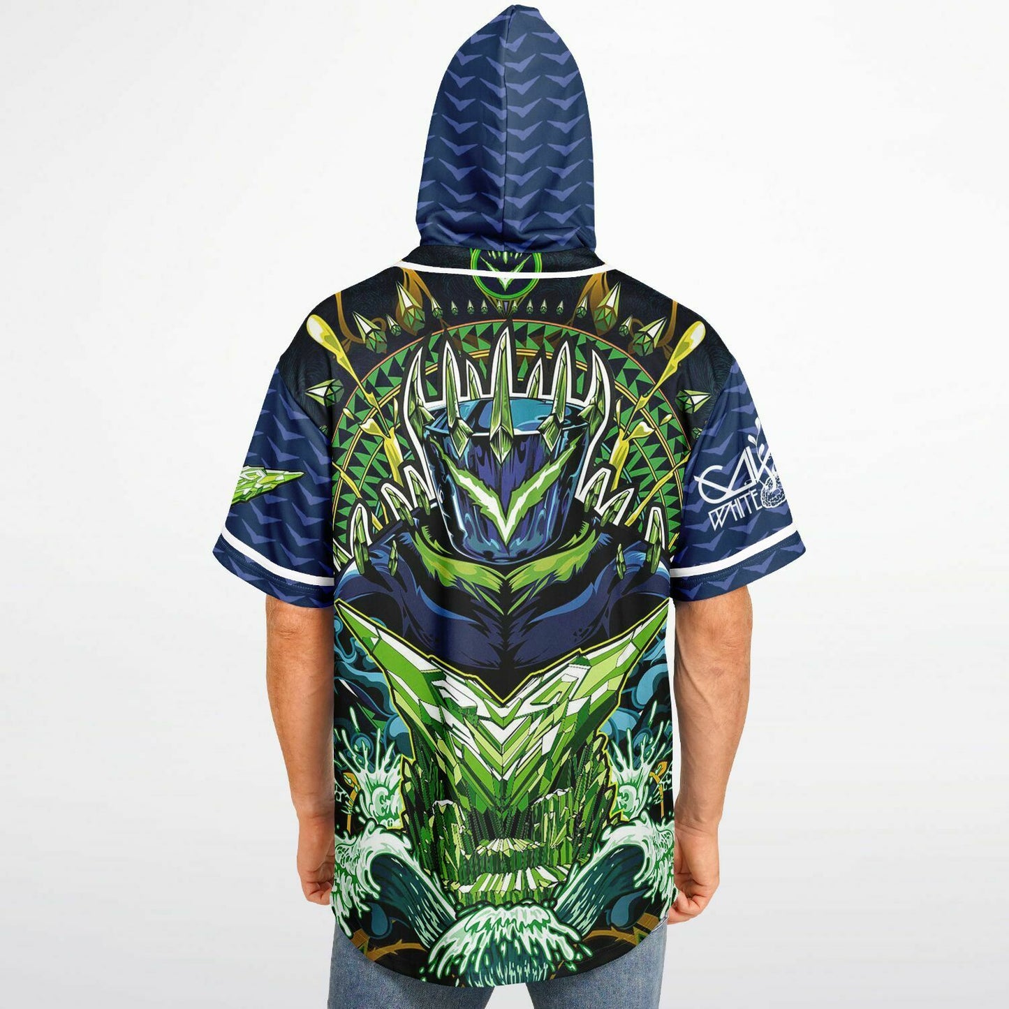 Dark wobble Hooded Baseball Jersey