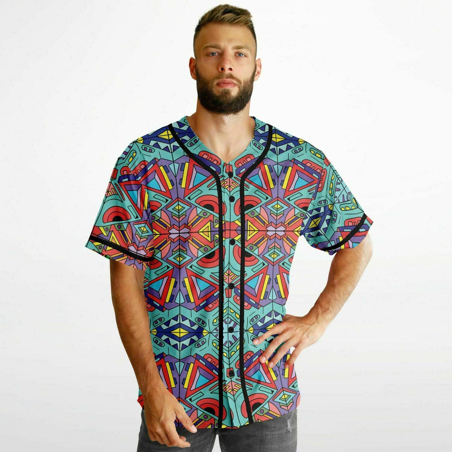 Trippy doddle pattern 01 Reversible Baseball Jersey