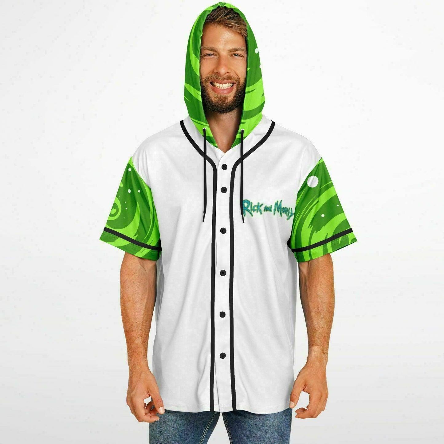 Rick and morty Hooded Baseball Jersey