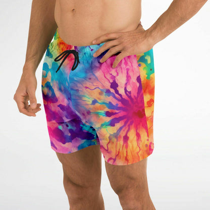 Colorful Tie dye splatter Swim Trunks