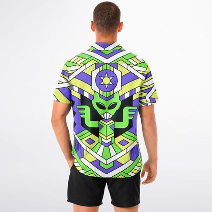 Alien pattern Spread Collar Short Sleeve Button-Down Shirt