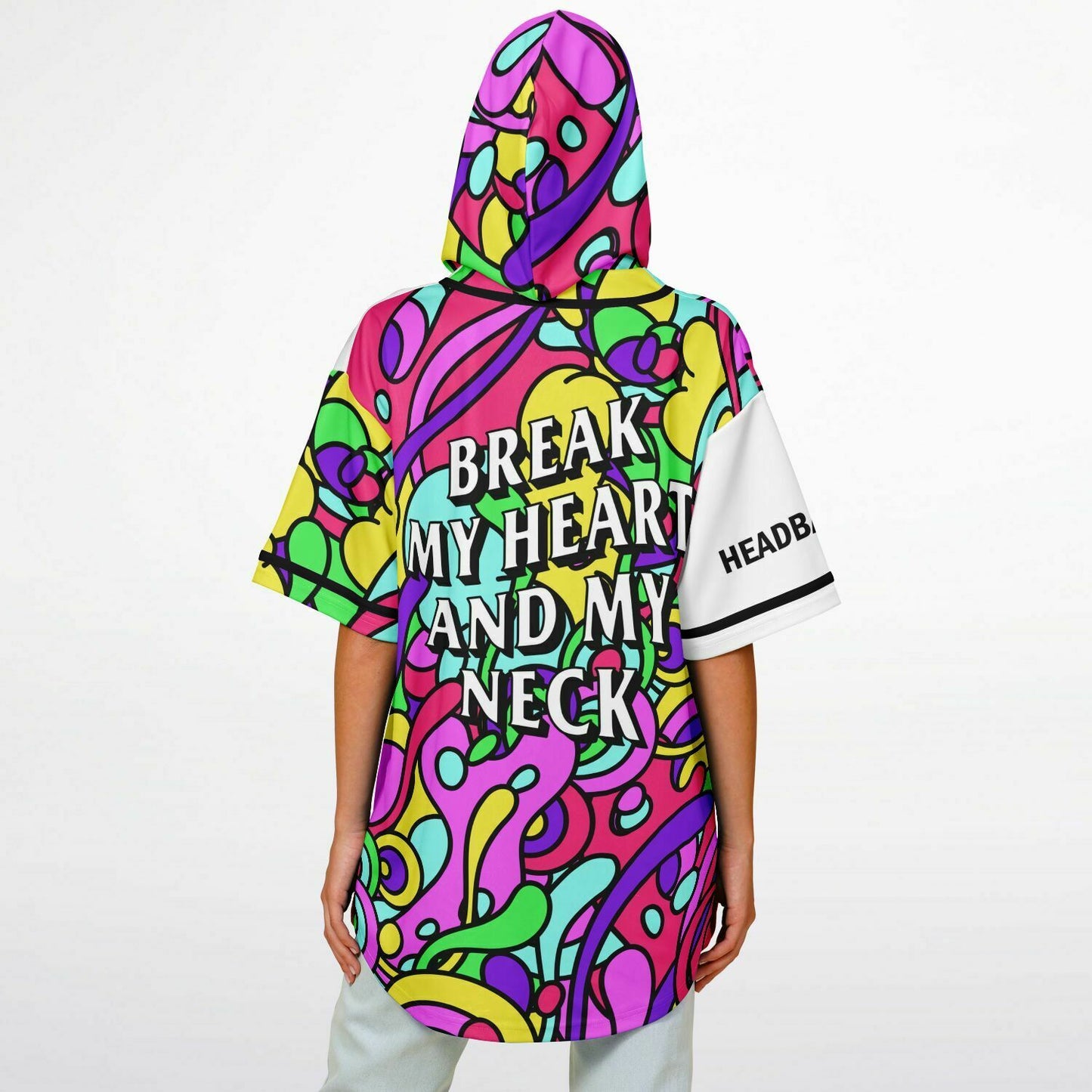 Break my neck and my heart Hooded Baseball Jersey