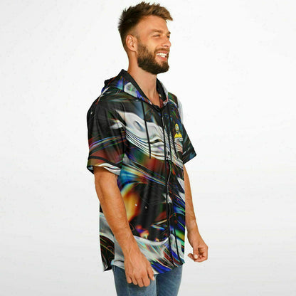 Glitch custom Hooded Baseball Jersey