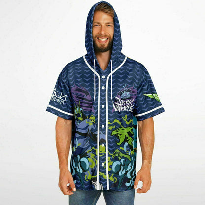 Dark wobble Hooded Baseball Jersey