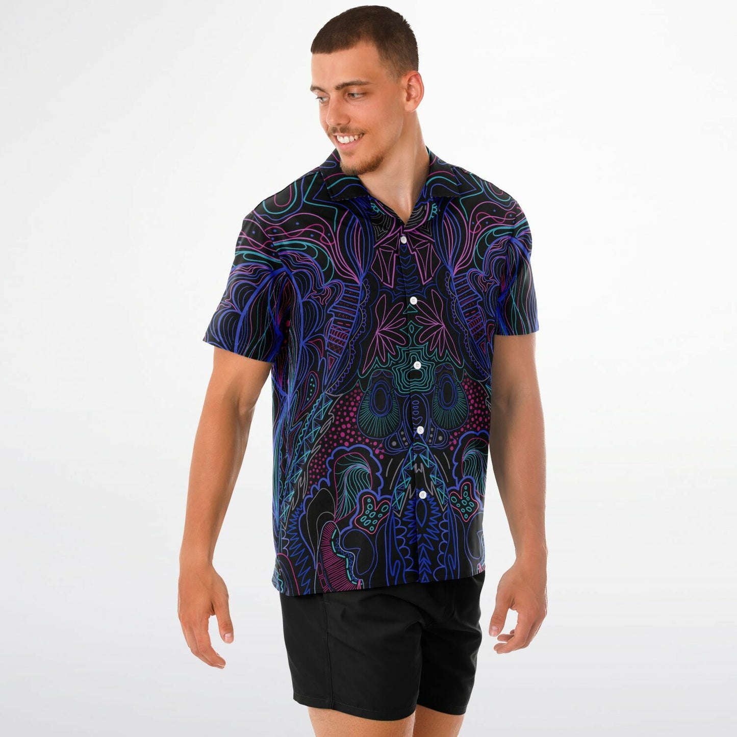 Wubz Spread Collar Short Sleeve Button-Down