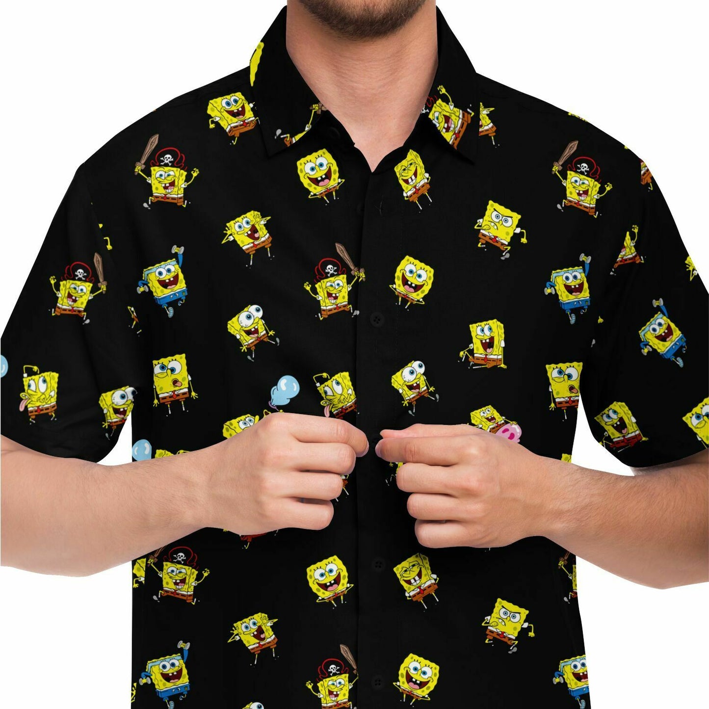 Spongebob Mood Short Sleeve Button Down Shirt