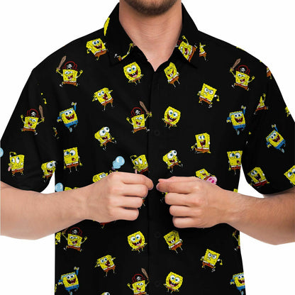 Spongebob Mood Short Sleeve Button Down Shirt