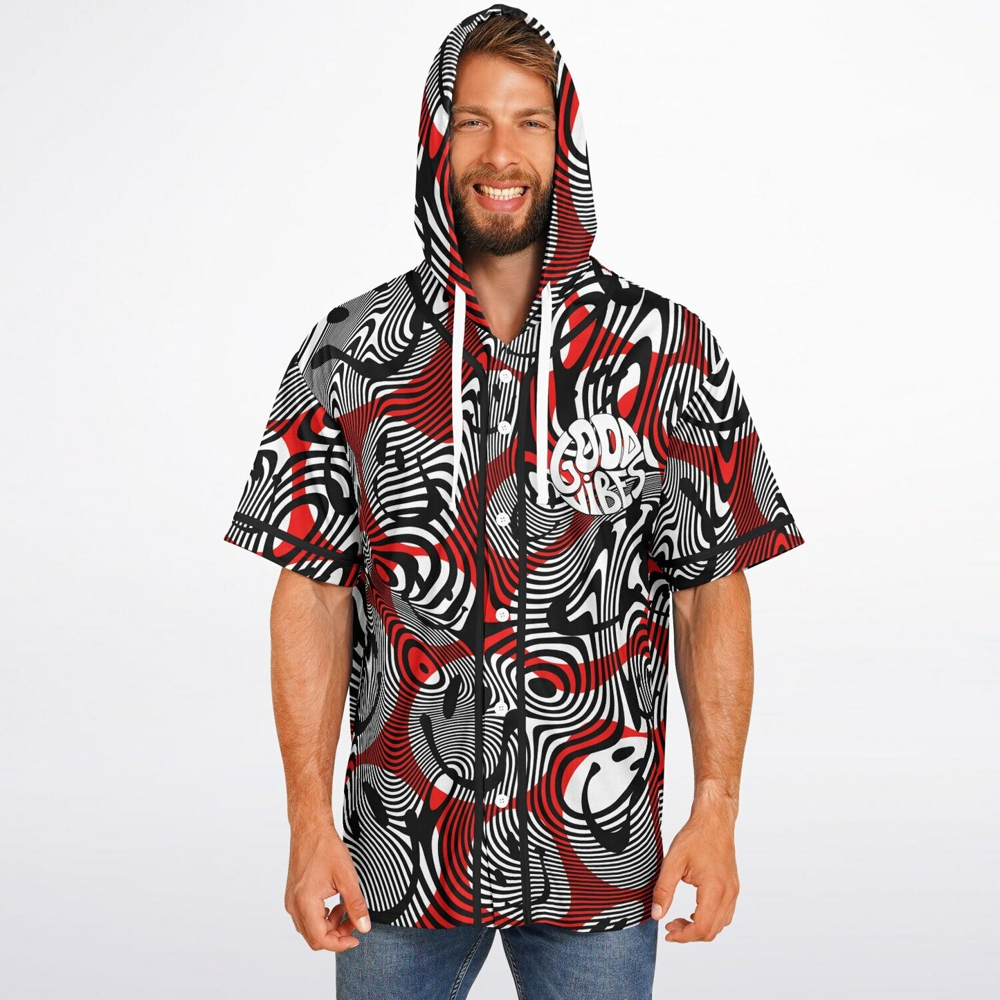Good vibes Hooded Baseball Jersey