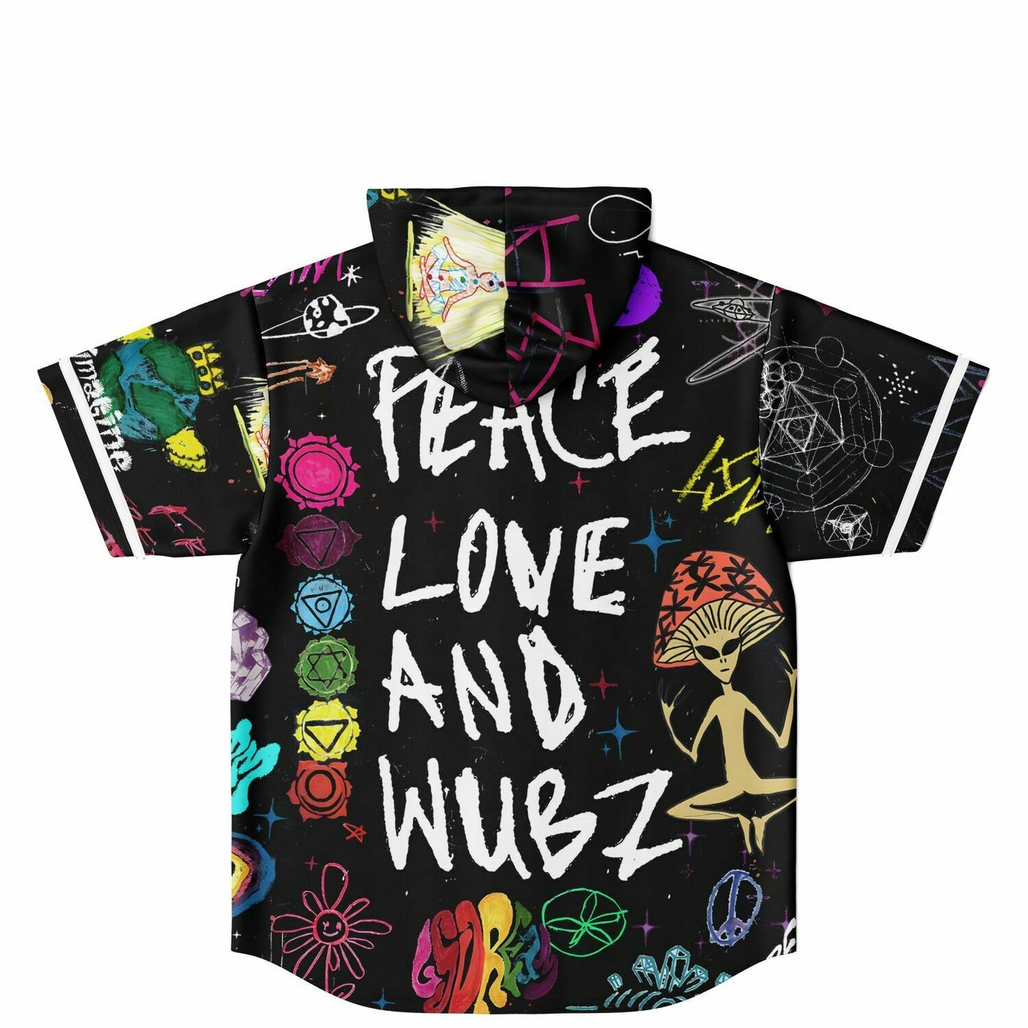 Peace love and wubz Hooded Baseball Jersey