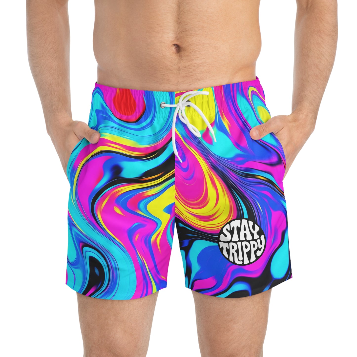Stay trippy Swim Trunks (Printify)