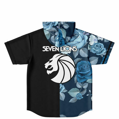 Blue seven lions Hooded Baseball Jersey