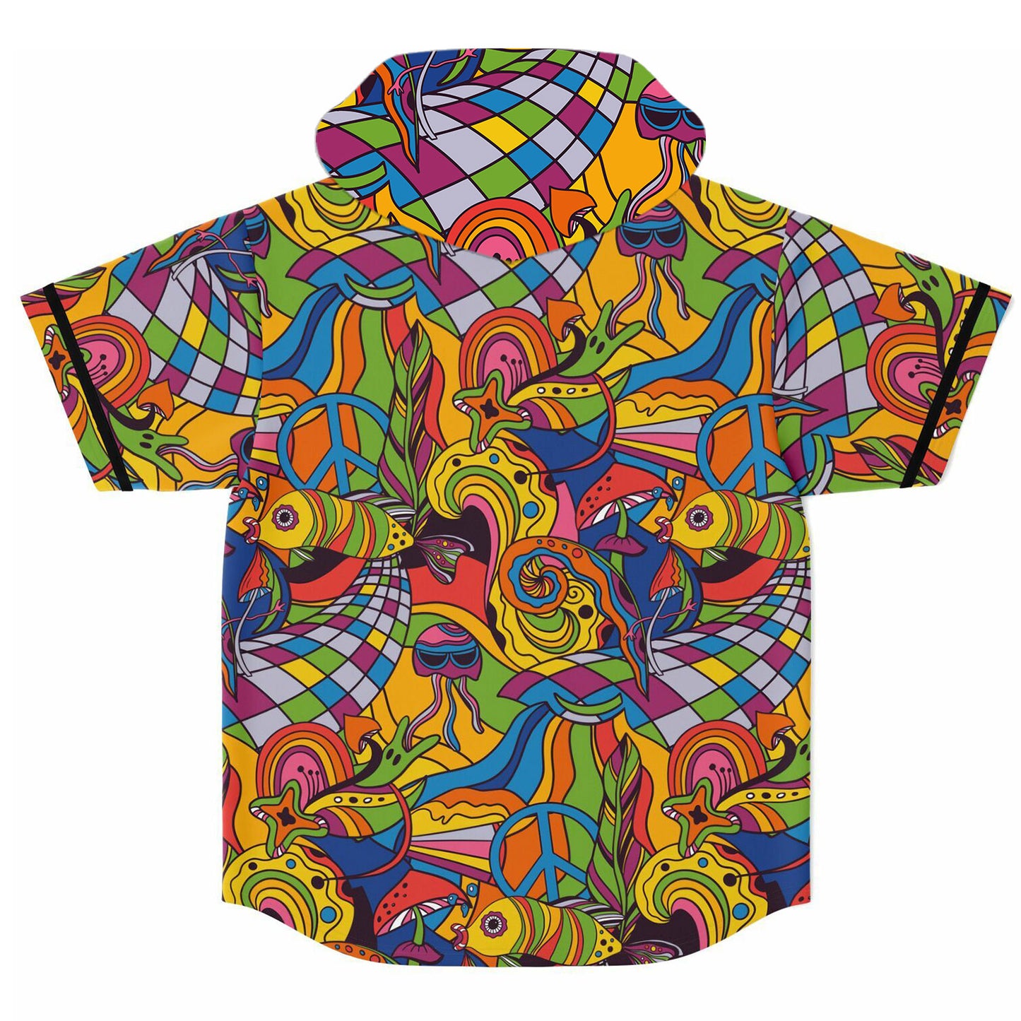 Colorful trippy Hooded baseball jersey
