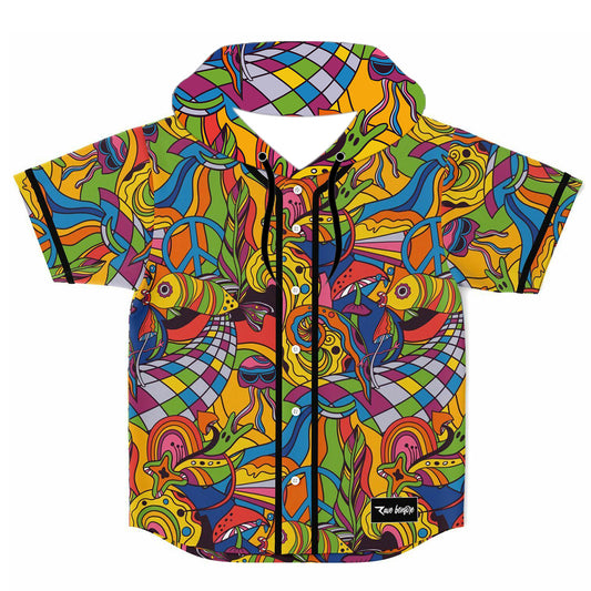 Colorful trippy Hooded baseball jersey