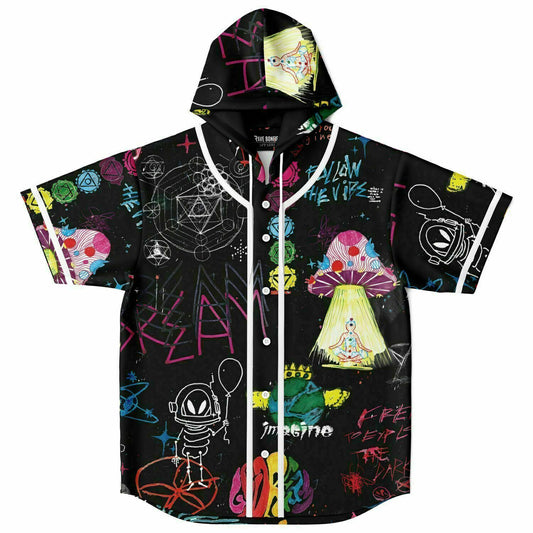 Peace love and wubz Hooded Baseball Jersey