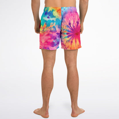 Colorful Tie dye splatter Swim Trunks
