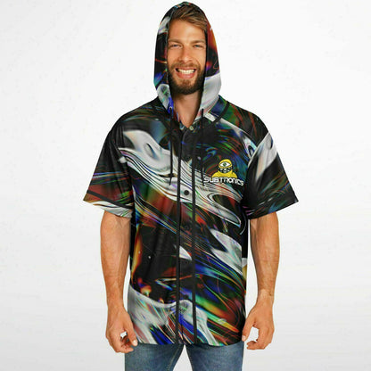 Glitch custom Hooded Baseball Jersey