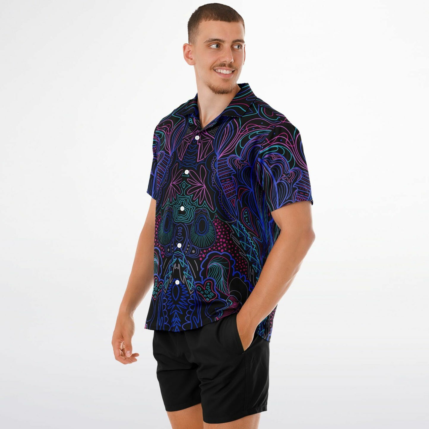 Wubz Spread Collar Short Sleeve Button-Down