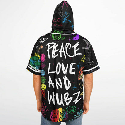 Peace love and wubz Hooded Baseball Jersey