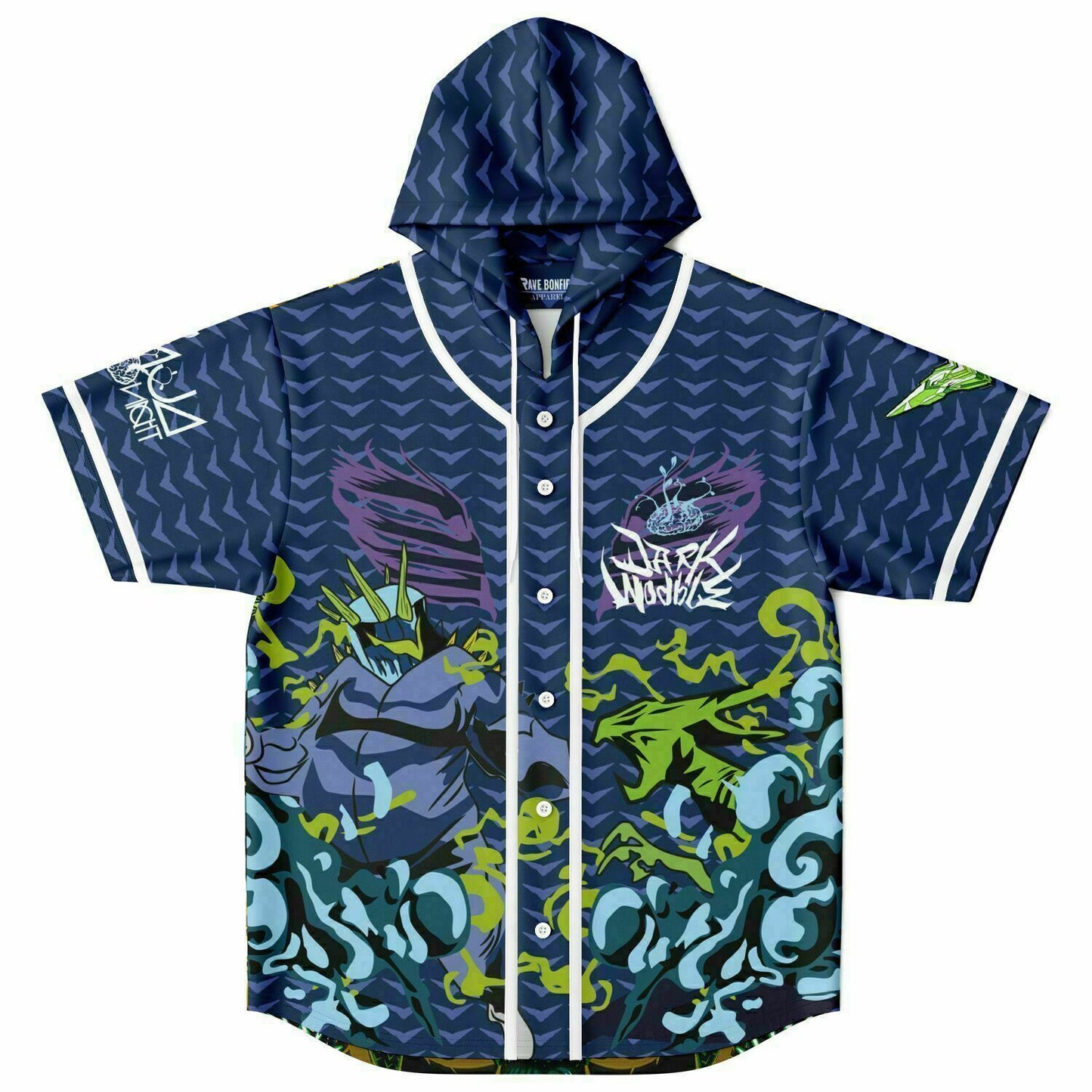 Dark wobble Hooded Baseball Jersey
