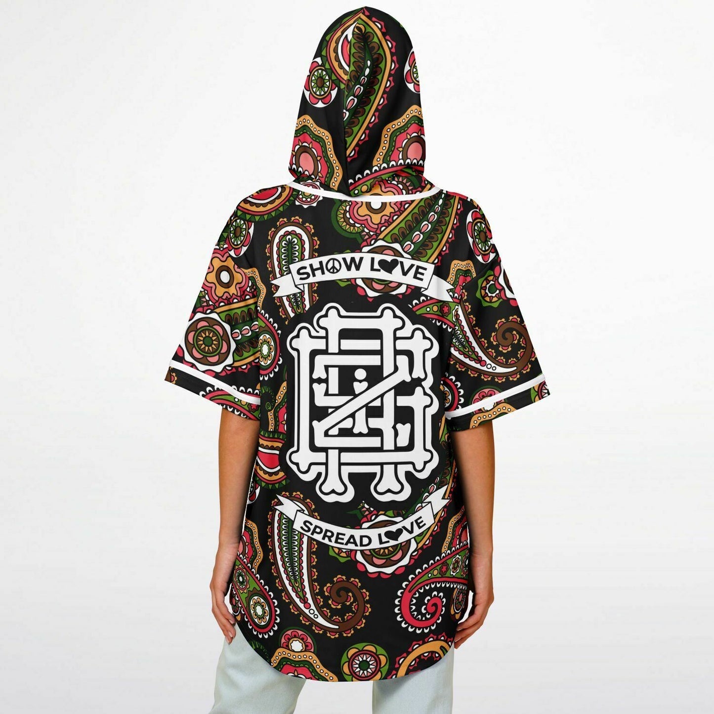 Show love spread love Hooded Baseball Jersey