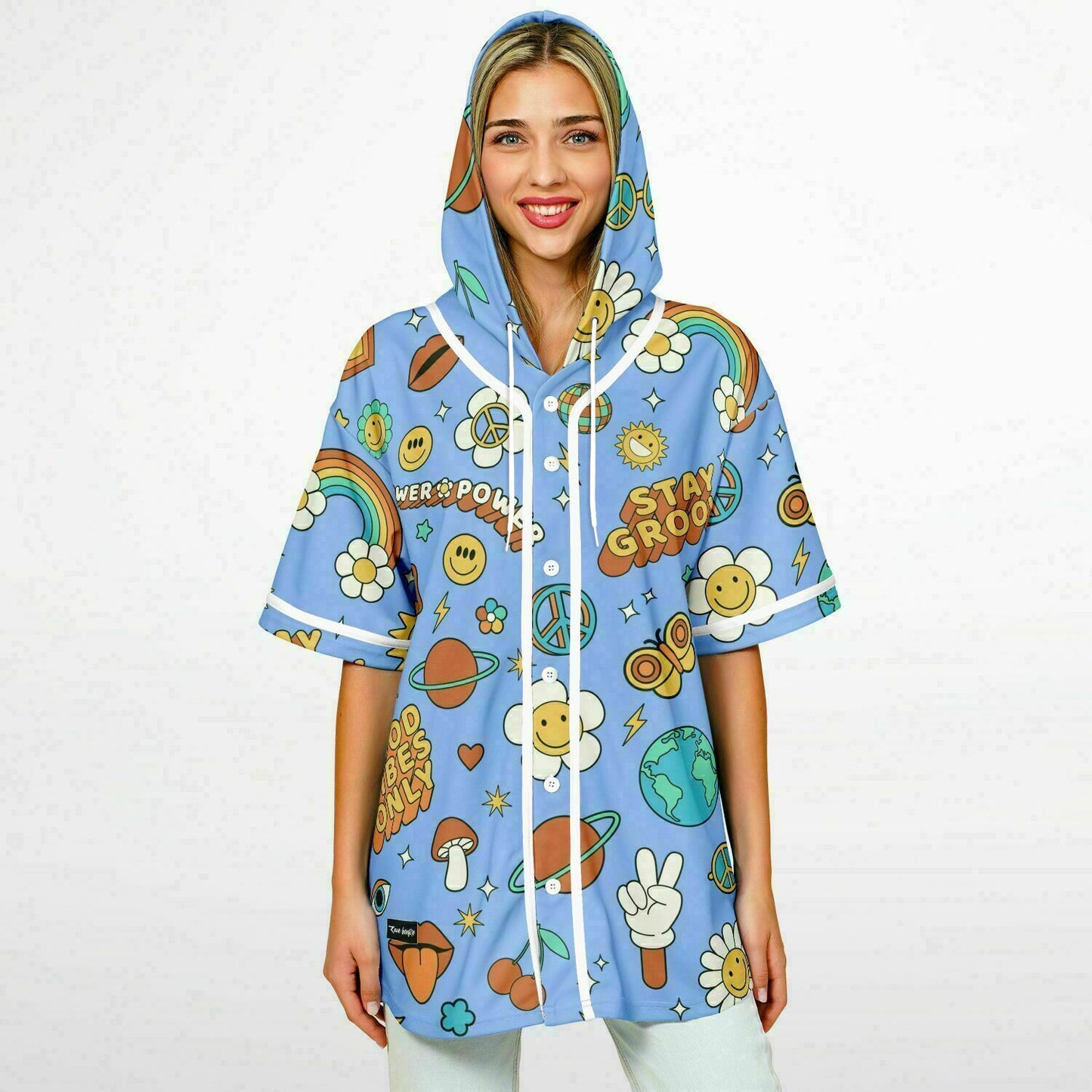 Stay Groovy Hooded Baseball Jersey