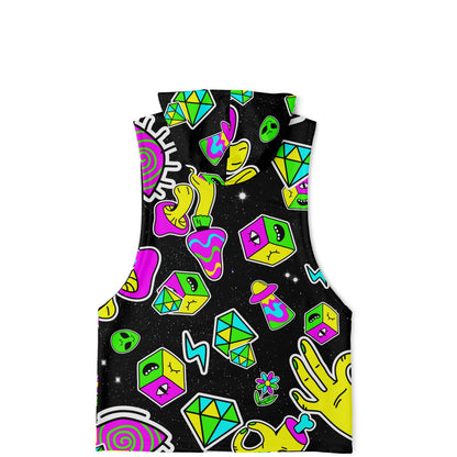 Colorful trippy pattern Sleeveless hoodie